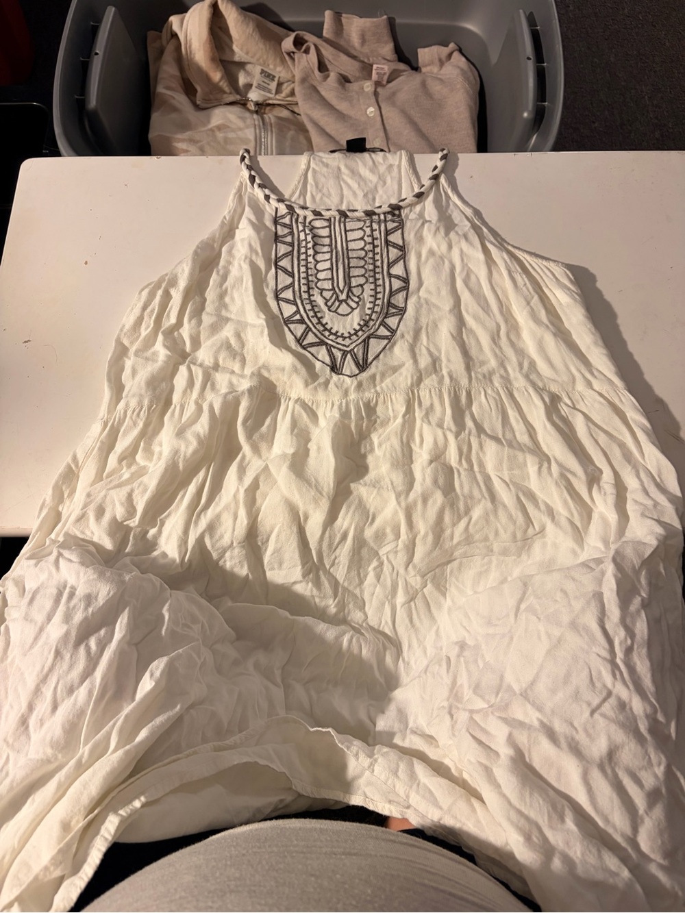 5th & Love White Embroidered Halter Tank Top